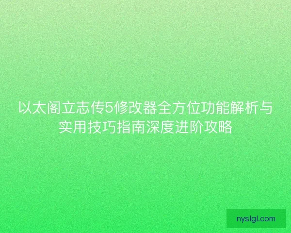 以太阁立志传5修改器全方位功能解析与实用技巧指南深度进阶攻略