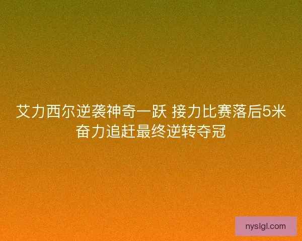 艾力西尔逆袭神奇一跃 接力比赛落后5米奋力追赶最终逆转夺冠