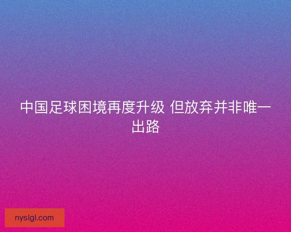 中国足球困境再度升级 但放弃并非唯一出路